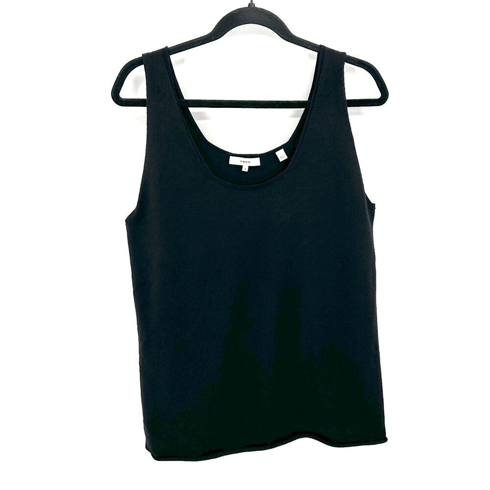 VINCE Women's Basic Black Wool Blend Sleeveless T… - image 1